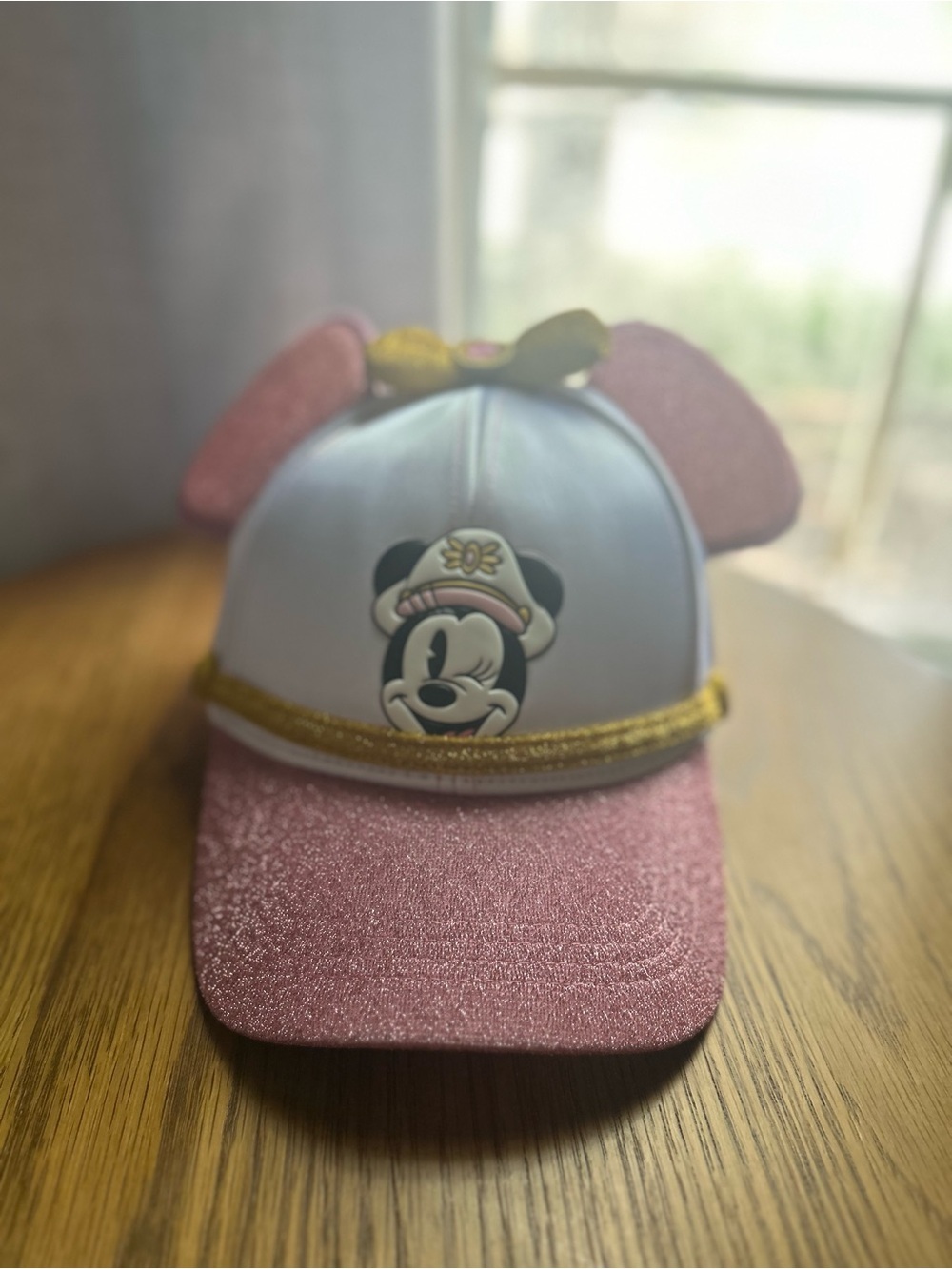 DISNEY CRUISE LINE Pink/White MINNIE-MOUSE EARS HAT Baseball Summer Boat